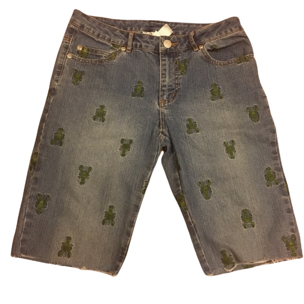 Lily Pulitzer green lobster print cutoff shorts